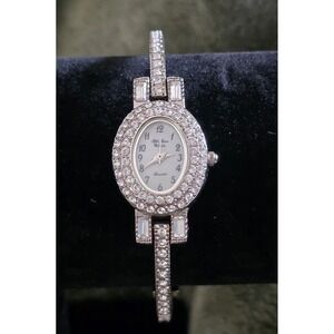 Fifth Avenue Collection Silver Tone Crystal Oval Face Cocktail Watch Japan Movt
